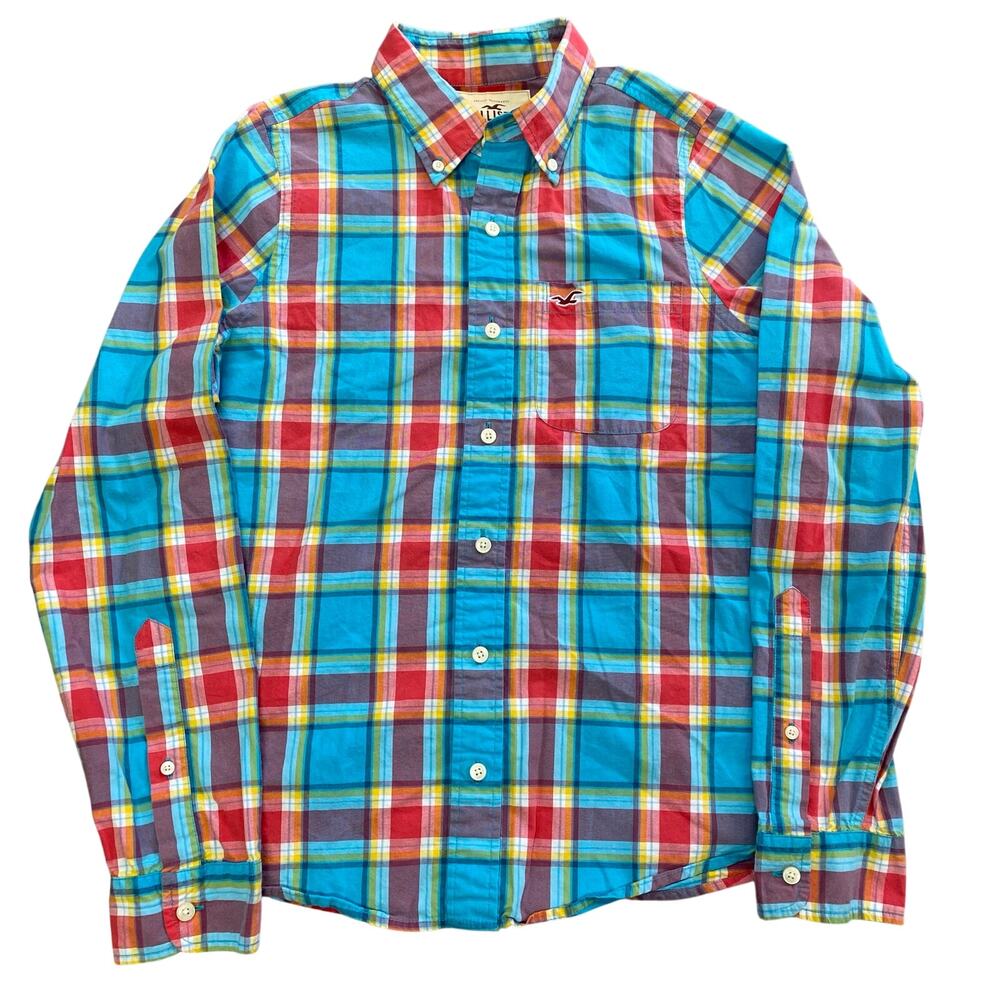 Y2K Hollister California Mens Longsleeve Plaid Button Down Classic Shirt Medium